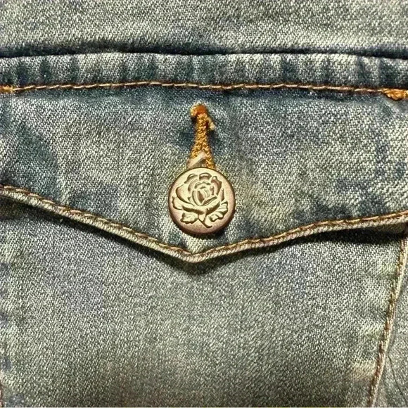 Rare Classic Denim Embroidered Cherry Blossom Jean Jacket XL - Picture 7 of 10